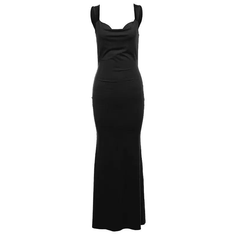 Fashion Suspenders Sexy Backless Bow Slim Sheath Dress