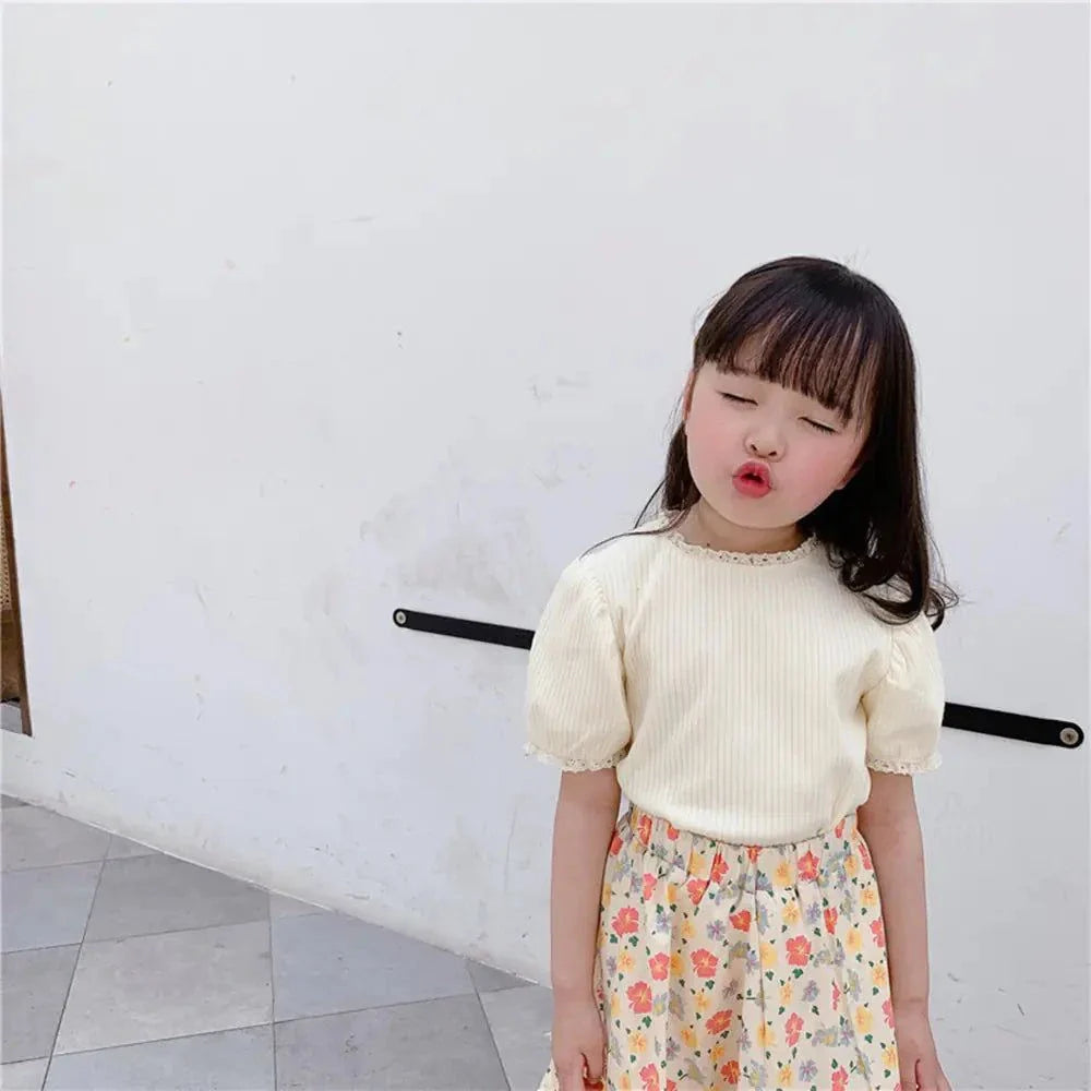 Girls Lace Short Sleeve