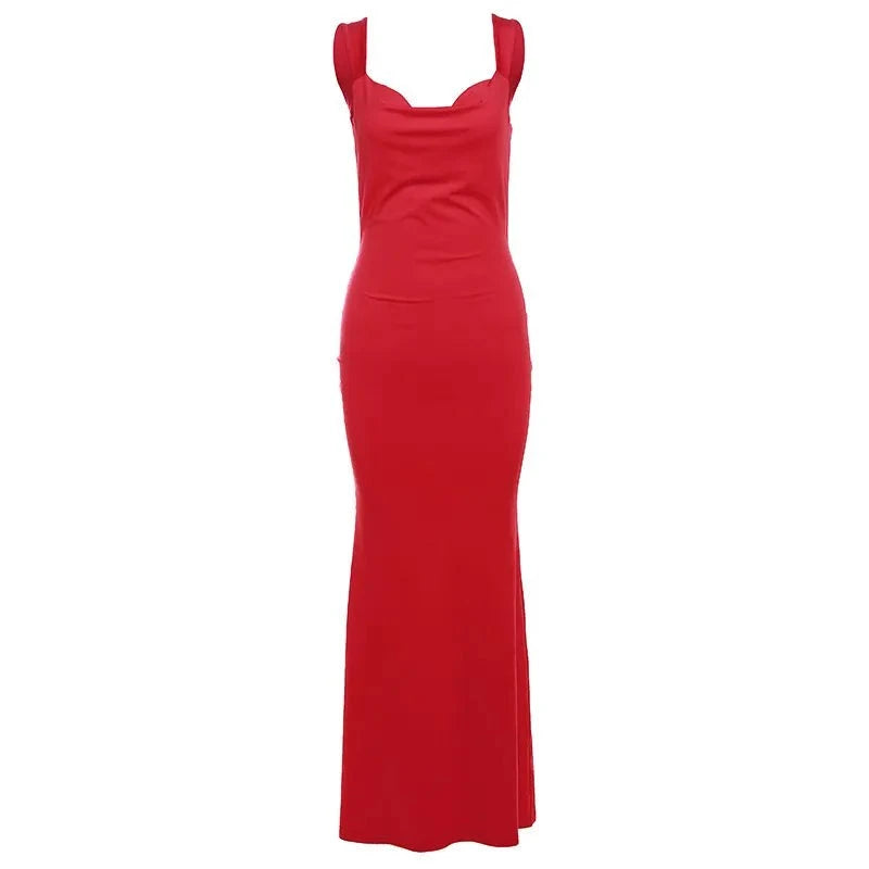 Fashion Suspenders Sexy Backless Bow Slim Sheath Dress