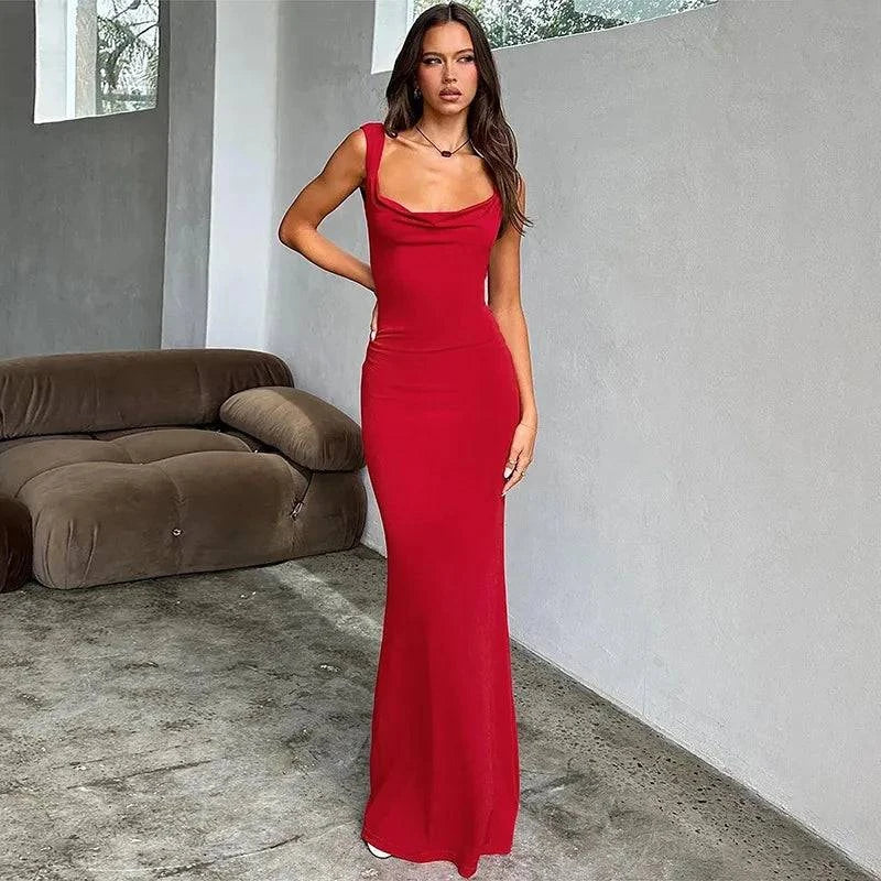 Fashion Suspenders Sexy Backless Bow Slim Sheath Dress