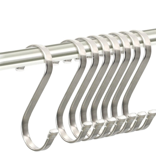 AMZFULY Heavy Duty S HooksStainless Steel S Shaped Hook for Hanging Pots and Kitchenware UtensilsClothes Bags CupsTowels Plants-3.7 inch8 Pack