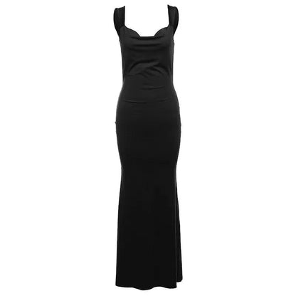 Fashion Suspenders Sexy Backless Bow Slim Sheath Dress