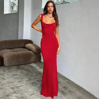 Fashion Suspenders Sexy Backless Bow Slim Sheath Dress